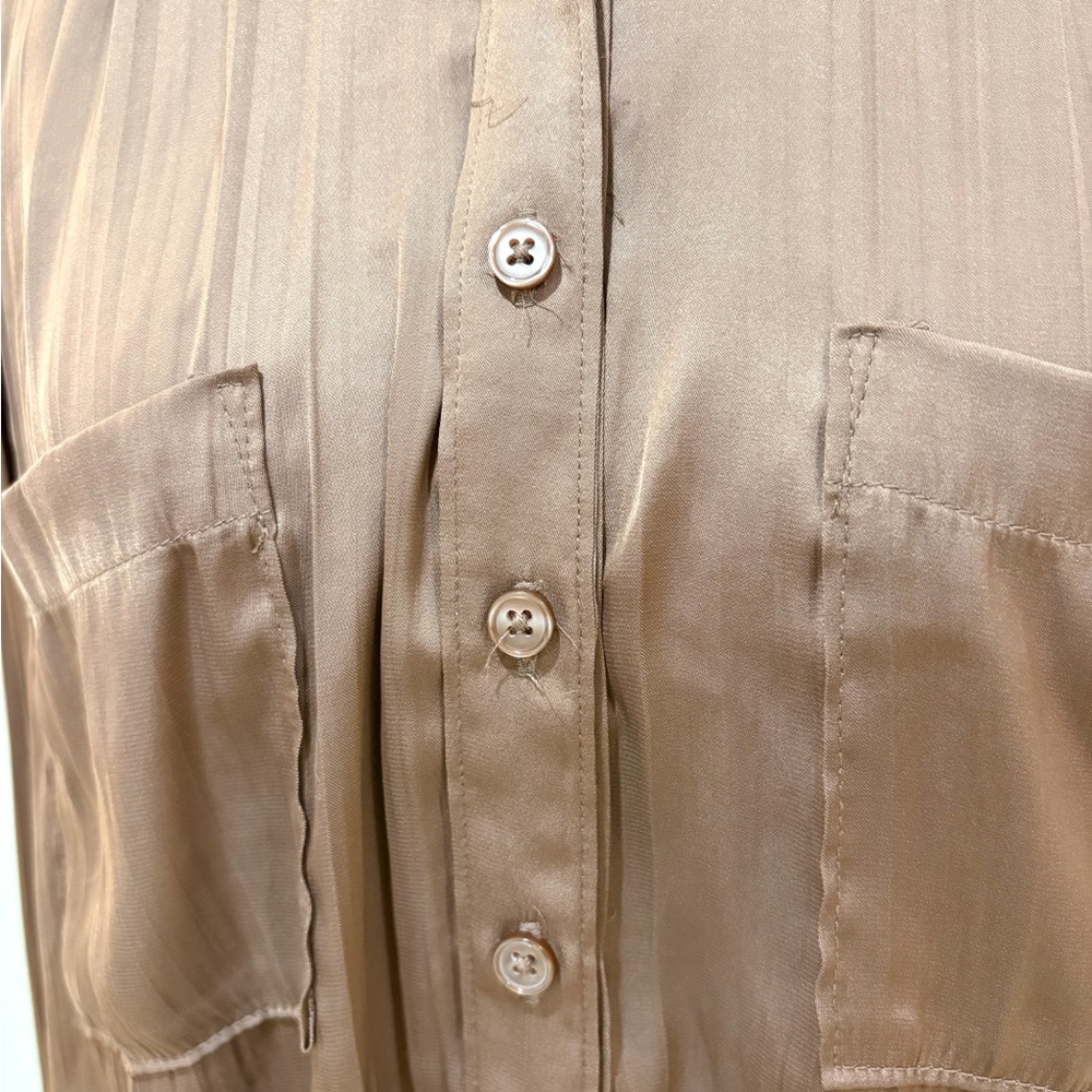 Anthropologie Women's Satin Relaxed Button-Down Blouse Small - Picture 4 of 8